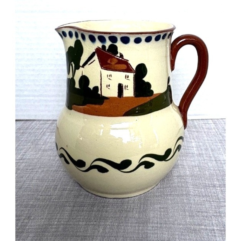 Vintage Watcombe Torquay MOTTOWARE Pitcher 5" Thomas Moore Fill the Bumper Fair